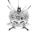 Samurai with 3 swords tattoo design idea