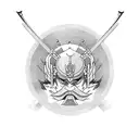 Samurai with 3 swords tattoo design idea