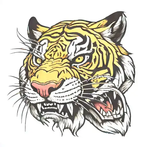 sabre tooth tiger tattoo design idea