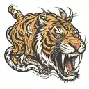 sabre tooth tiger tattoo design idea
