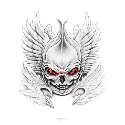 Fallen Angel, one devil wing and another one an angel's wing tattoo design idea