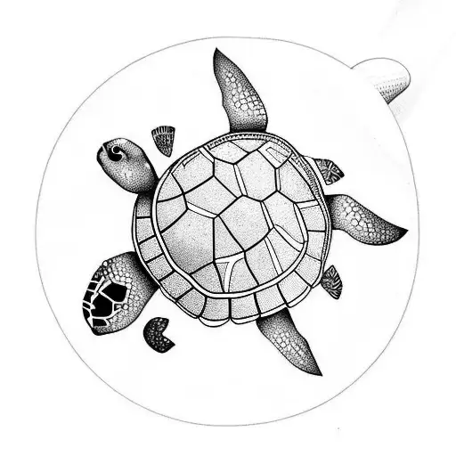 turtle with some flowers on the shell tattoo design idea