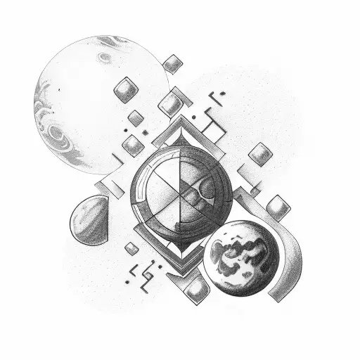 drawing with these letters Hope and luka on a background of planets tattoo design idea