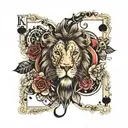 lion ouroboros  roses and clocks playing card king of hearts  tattoo design idea