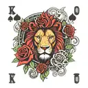 lion ouroboros  roses and clocks playing card king of hearts  tattoo design idea