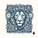 Lion Ouroboros Roses And Clocks Playing Card King Of Hearts (caqrd size) tattoo design idea