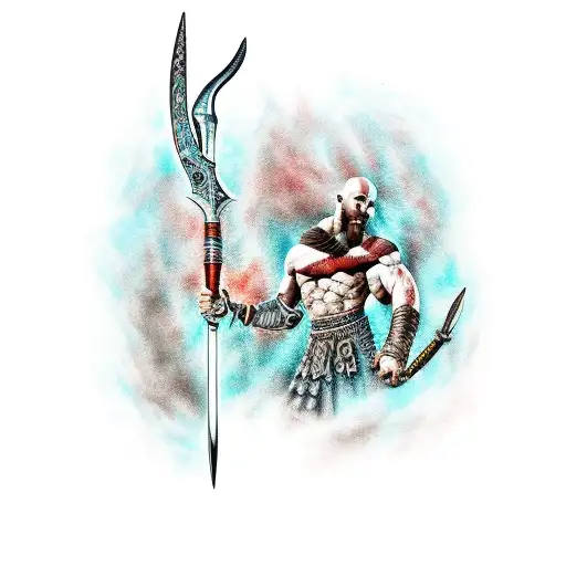 Kratos Axe crossed with Teal'c Staff weapon tattoo design idea