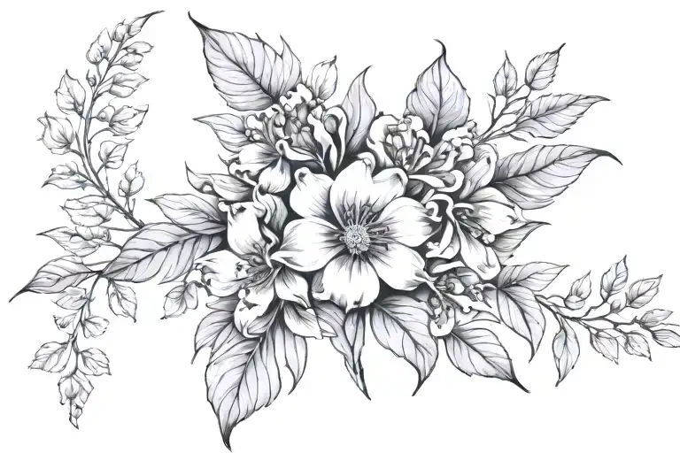 british columbia botanical back shoulders tattoo design idea