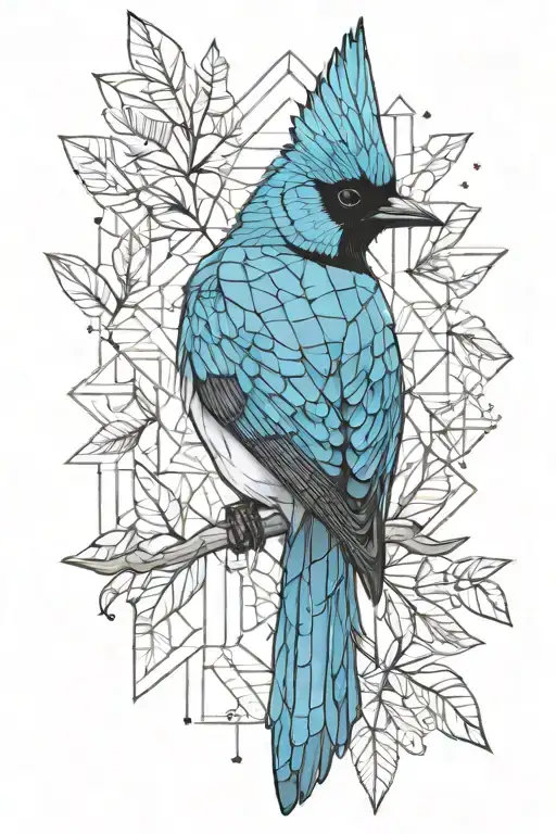 stellar jay bird tattoo design idea
