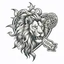lion, heart, bible verse 2 Timothy 1:7 tattoo design idea