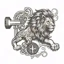 lion, heart, bible verse 2 Timothy 1:7 tattoo design idea