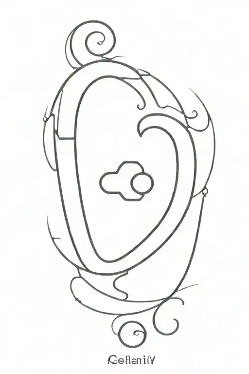 Letters C E L with a key to heart tattoo design idea