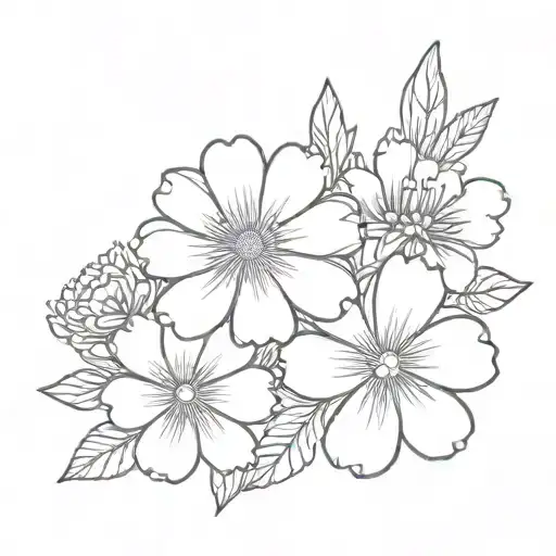 Primrose and Mums tattoo design idea