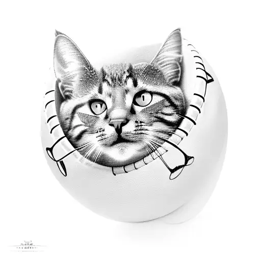 A black and grey tattoo of a cat sitting on a football with the word 'Sevilla' incorporated into the design tattoo design idea