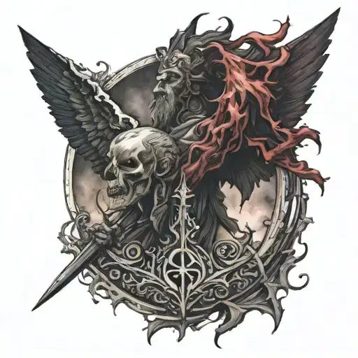 brand of sacrifice berserk brand on top of an eclipse tattoo design idea