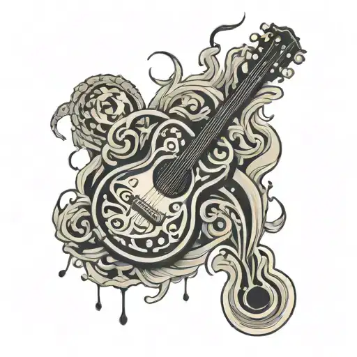 stave flowing out of speaker tattoo design idea