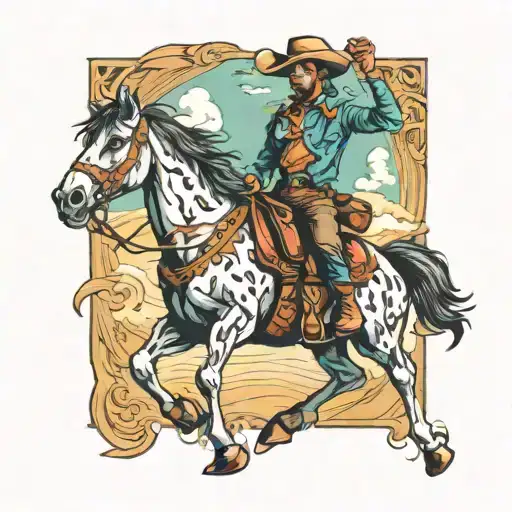 gay cowboy with horse on two legs tattoo design idea