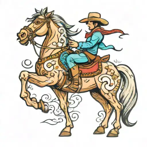 gay cowboy on horse  tattoo design idea