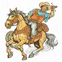 gay cowboy with horse on two legs tattoo design idea
