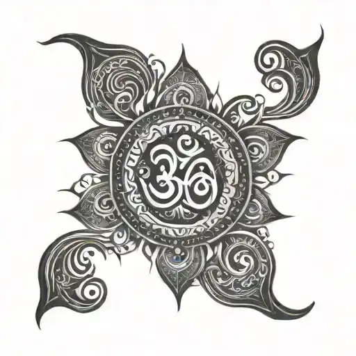 mandala and om symbol tattoo design idea