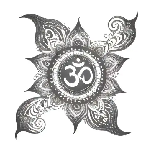 mandala and om symbol tattoo design idea