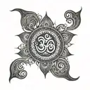 mandala and om symbol tattoo design idea