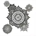 mandala and om symbol tattoo design idea