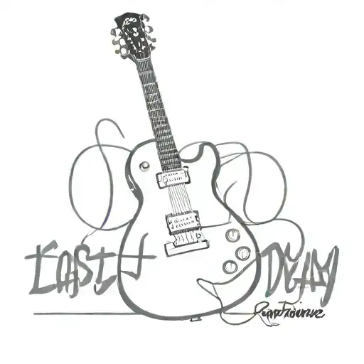 Gibson guitar frame with the last chord of the Good Riddance song by Green Day, I want it also to have the song name d tattoo design idea