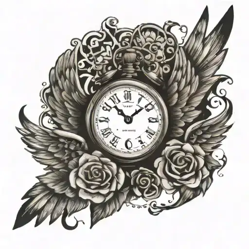 11:11 on a clock with wings tattoo design idea