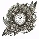 11:11 on a clock with wings tattoo design idea