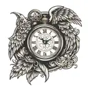 11:11 on a clock with wings tattoo design idea