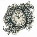 11:11 on a clock with wings tattoo design idea