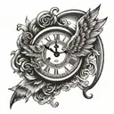 11:11 on a clock with wings tattoo design idea