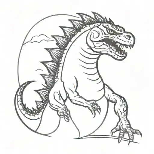 Godzilla circluar tattoo design idea