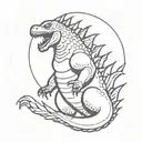 Godzilla circluar tattoo design idea