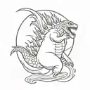 Godzilla circluar tattoo design idea