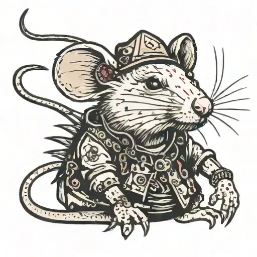 a rat dressed in a rave outfit. tattoo design idea