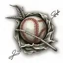 signature on a baseball  tattoo design idea