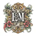 initials E and M M M tattoo design idea
