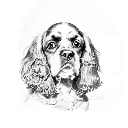 Dog Cavalier kind Charles spaniel tattoo design idea