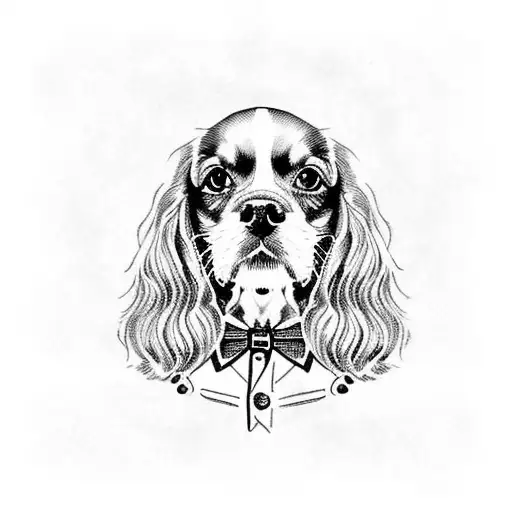 Dog Cavalier kind Charles spaniel tattoo design idea