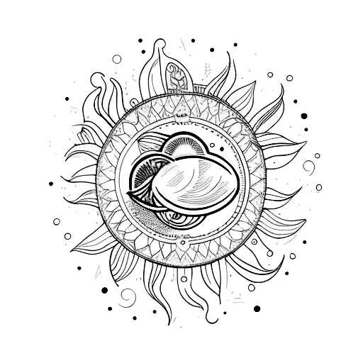 ramo com lua e sol tattoo design idea