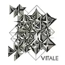 overlapping word "Vitale" tattoo design idea
