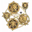 separated libra, leo, and taurus zodiac sign tattoo design idea