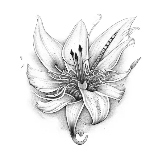 crown feather lily daisy sparrow  tattoo design idea