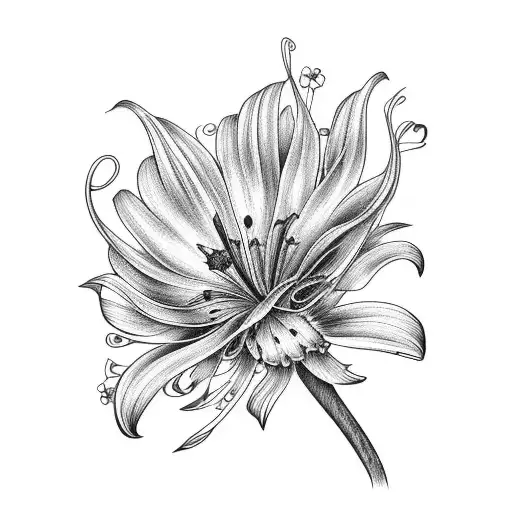 crown feather lily daisy sparrow  tattoo design idea