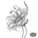 crown feather lily daisy sparrow  tattoo design idea