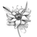 crown feather lily daisy sparrow  tattoo design idea