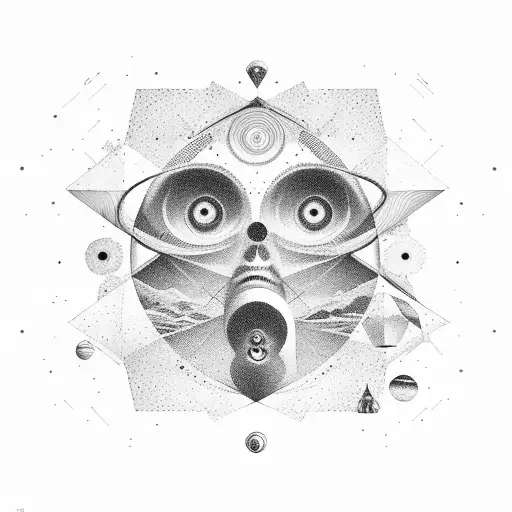  "journey to the unknown" which encompasses space and time, scared geometry and human consciousness  tattoo design idea