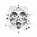  "journey to the unknown" which encompasses space and time, scared geometry and human consciousness  tattoo design idea